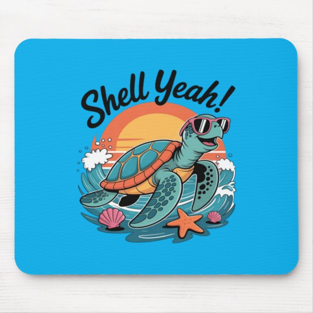 Mousepad Concha Sim Tartaruga Fofa Oceano Praia Piada Verão (Frente)