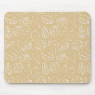 Mousepad Conchas Brancas sobre Bege Arenoso