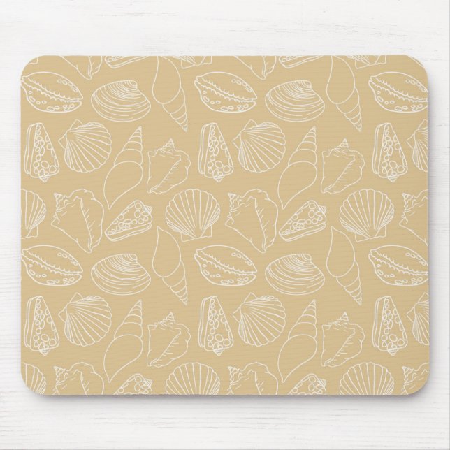Mousepad Conchas Brancas sobre Bege Arenoso (Frente)