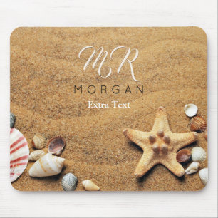 Mousepad Conchas de Areia e Mar, Nome de Escritura e Monogr
