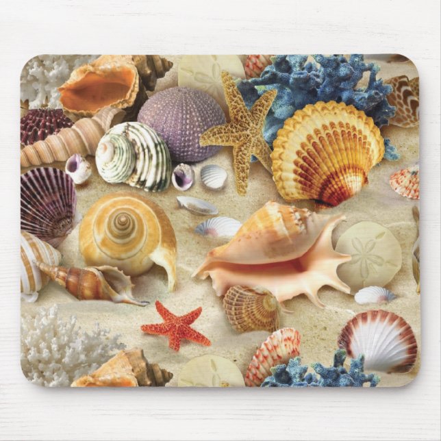 Mousepad Conchas marítimas na praia (Frente)