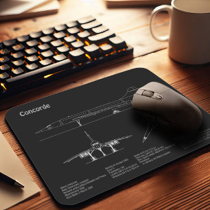 Mousepad Concorde - Planos de desenho do avião PD