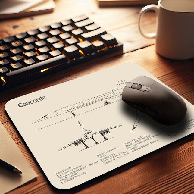 Mousepad Concorde - Planos de desenho do avião SD (Criador carregado)
