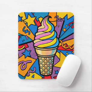 Mousepad Cone de Sorvete de Arte Pop Retro