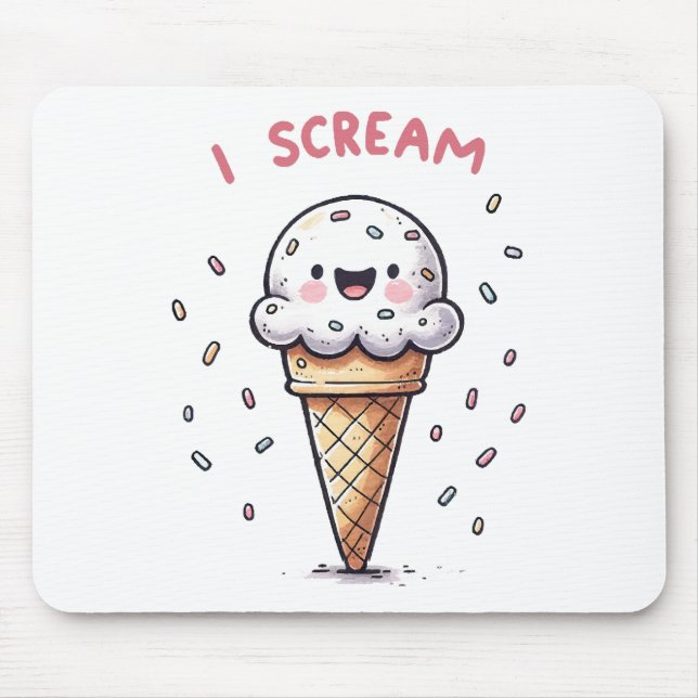 Mousepad Cone de Sorvete I Scream com Confeitos (Frente)