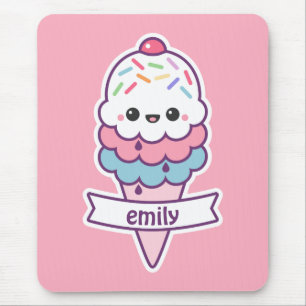 Mousepad Cone de Sorvete Rosa Kawaii