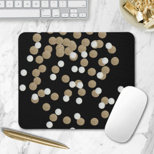 Mousepad conetti de ouro preto brilhante minimalista