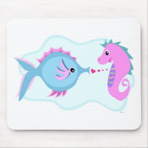 Mousepad Conexão do amor dos peixes e do cavalo marinho