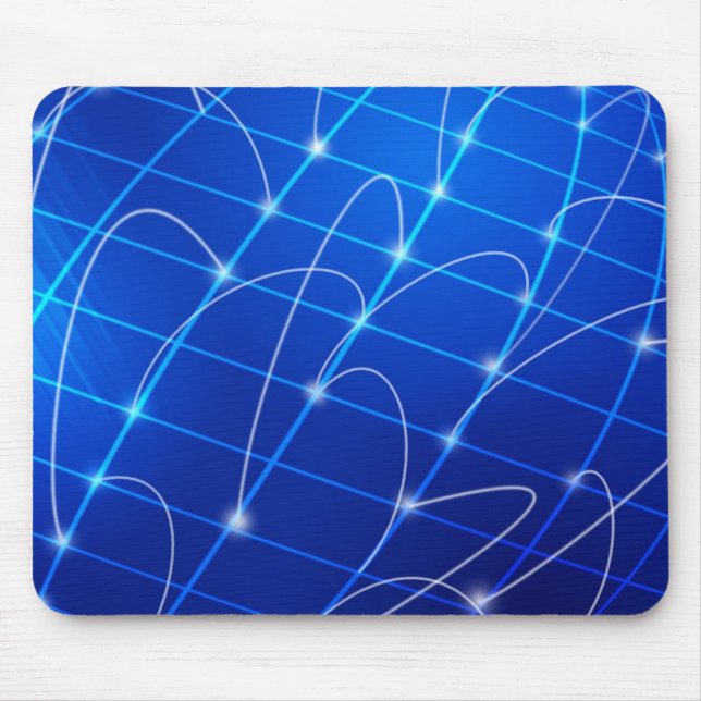 Mousepad Conexões de rede azul e branca (Frente)