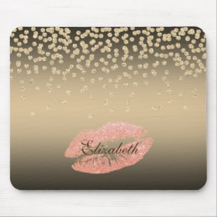 Mousepad Confeite de Folha Brilhante ou Diamante, Lábios-Pe