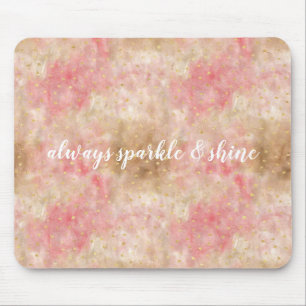 Mousepad Confete de Aquarela Rosa Bronze Dourado