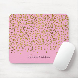 Mousepad Confete Glam Dourado e Rosa