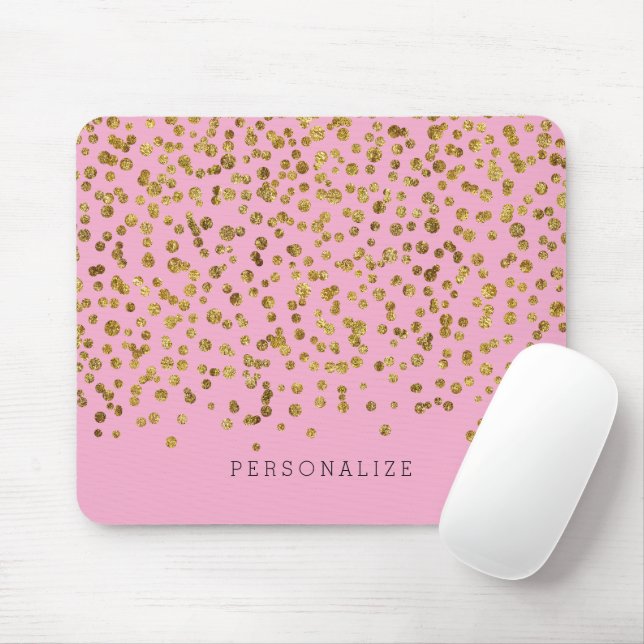 Mousepad Confete Glam Dourado e Rosa (Com mouse)