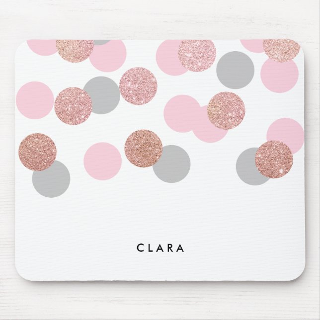 Mousepad confetes cor-de-rosa elegantes do rosa pastel do (Frente)