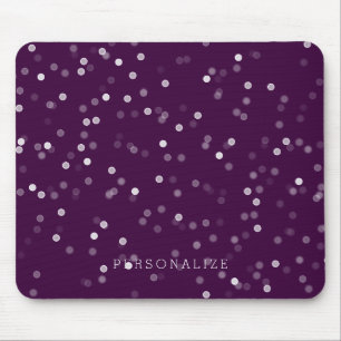 Mousepad Confetes roxos e brancos de Bokeh