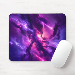Mousepad Configuração de Espaço de Gamer com Nebulosa Neon 
