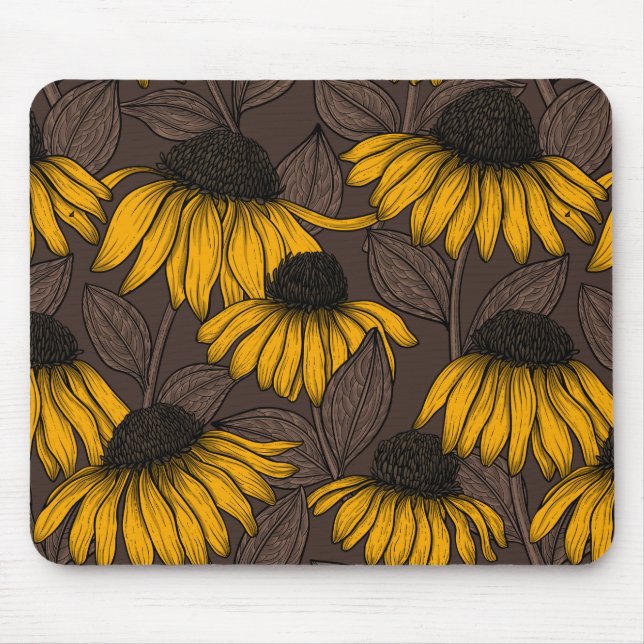 Mousepad Confluentes amarelos em castanho escuro (Frente)