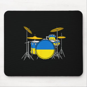 Mousepad Conjunto de Bateria Bandeira Ucraniana Ucrânia Toc