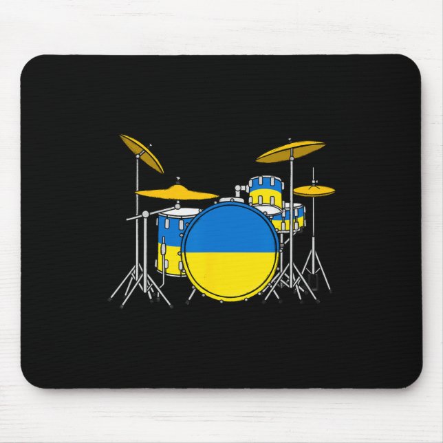 Mousepad Conjunto de Bateria Bandeira Ucraniana Ucrânia Toc (Frente)