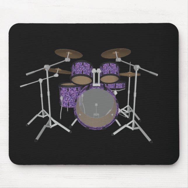 Mousepad Conjunto de Tambores de 5 Peças - Tambores Violeta (Frente)