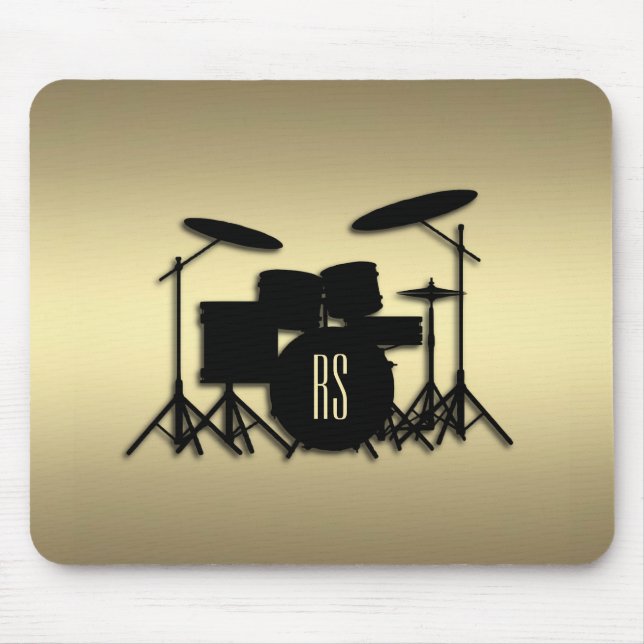 Mousepad Conjunto do tambor monograma Dourado (Frente)