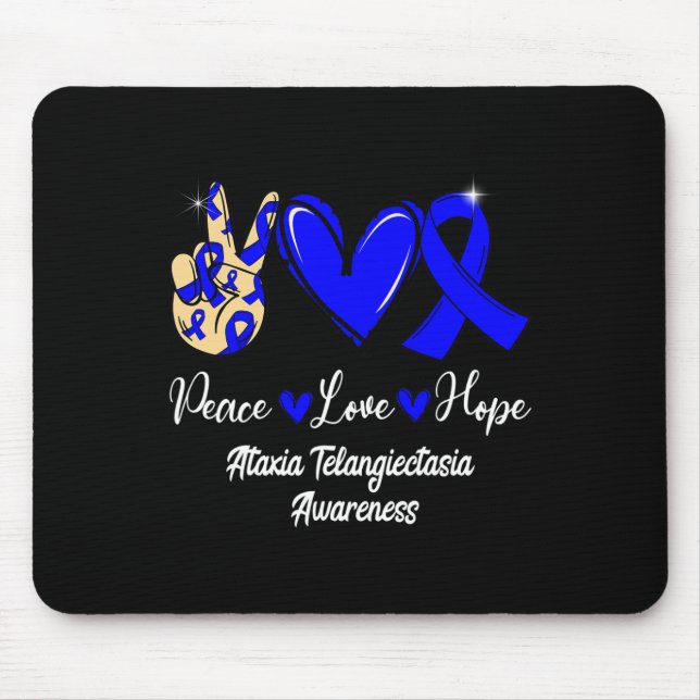 Mousepad Consciência da Ataxia Telangiectasia Paz Amor Espe (Frente)
