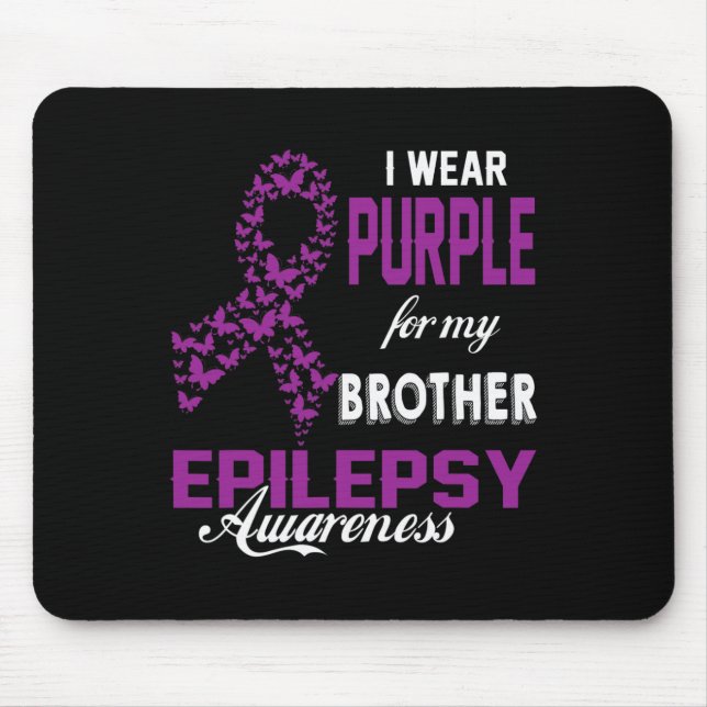 Mousepad Consciência da Epilepsia Eu Uso Roxo Pelo Meu Irmã (Frente)
