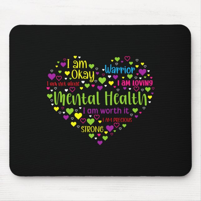 Mousepad Consciência da saúde mental masculina coração acab (Frente)