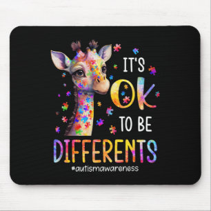 Mousepad Consciência do Autismo Girafa Fofa É Ok Ser Difere
