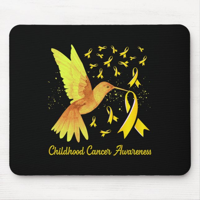 Mousepad Consciência do Cancer Amarelo Dourado de Crianças (Frente)