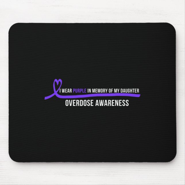 Mousepad Consciência sobre Overdose de Filha Eu Uso Roxo (Frente)