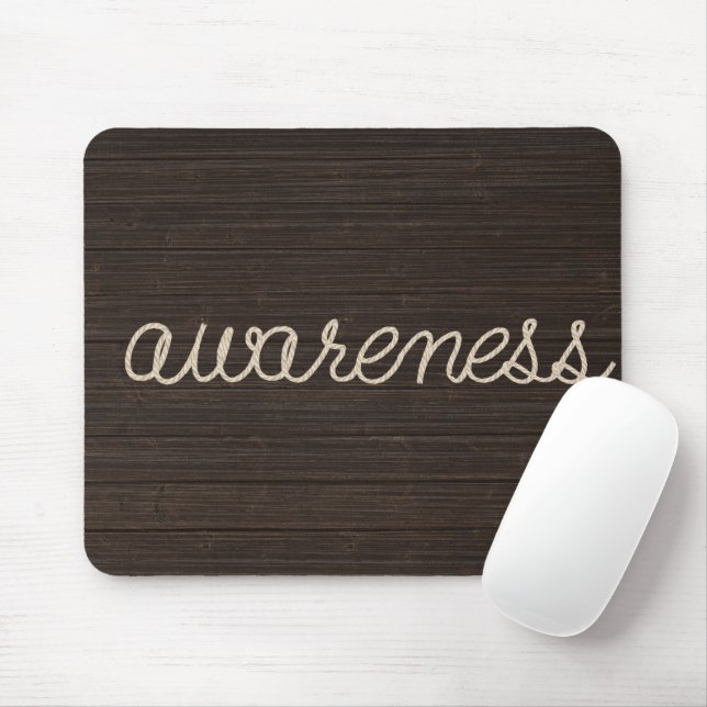 Mousepad Conscientização Corda Texto Em Madeira Escura (Com mouse)