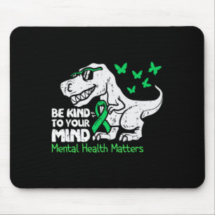 Mousepad Conscientização da Saúde Mental Dino Engraçado Cor