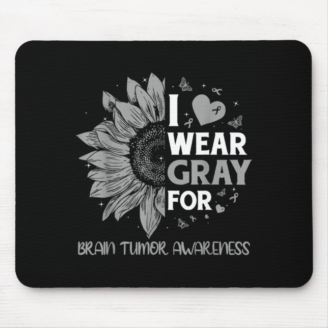 Mousepad Conscientização do tumor cerebral use cinza em mai (Frente)