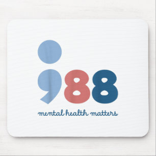 Mousepad Conscientização sobre Saúde Mental 988 e Prevenção