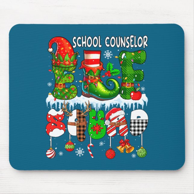 Mousepad Conselheiro Escolar Esquadrão de Elfo de Natal Cha (Frente)