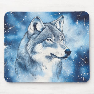 Mousepad Constelação Cósmica do Lobo Azul Celestial