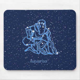 Mousepad Constelação de Aquarius e Sinal de Zodíaco com Est