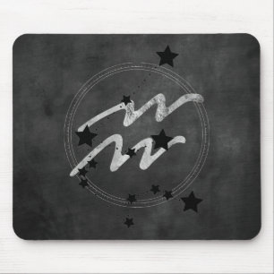 Mousepad constelação de Aquarius zodiano a preto e prateado