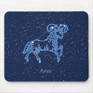 Mousepad Constelação de Áries e Signo do Zodíaco com Estrel