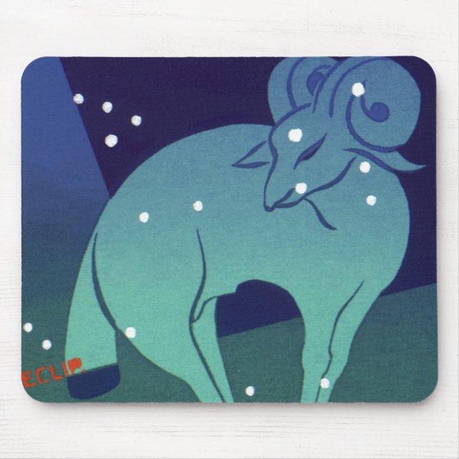 Mousepad Constelação de Aries Ram, Astrologia Zodiac Vintag (Frente)