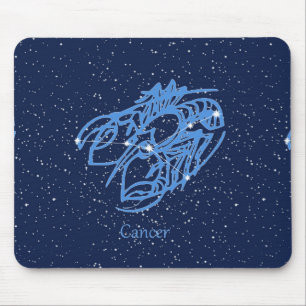 Mousepad Constelação de cancer e Sinal Zodiac com Estrelas
