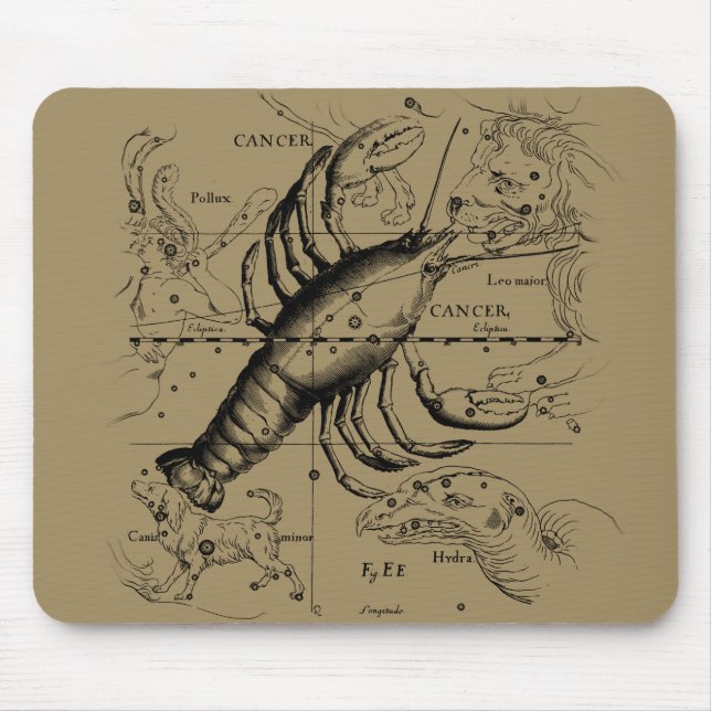 Mousepad Constelação de cancer Hevelius 1690 Engave (Frente)