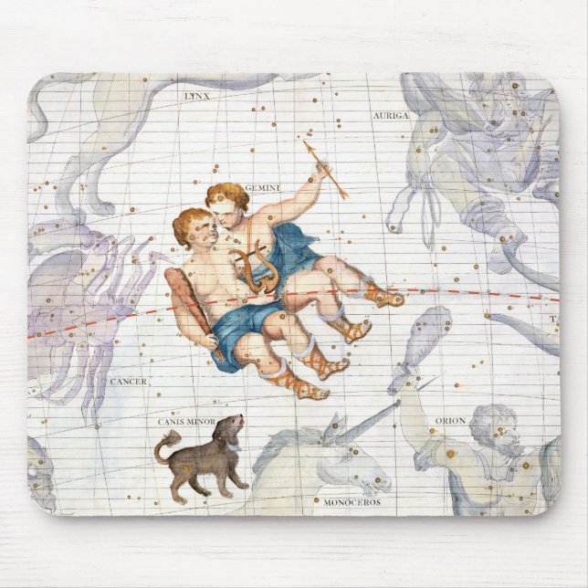 Mousepad Constelação de Gêmeos com menor de Canis, placa 13 (Frente)