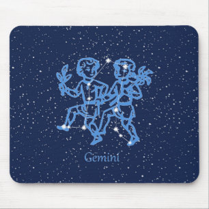 Mousepad Constelação de Gêmeos e Signo do Zodíaco com Estre