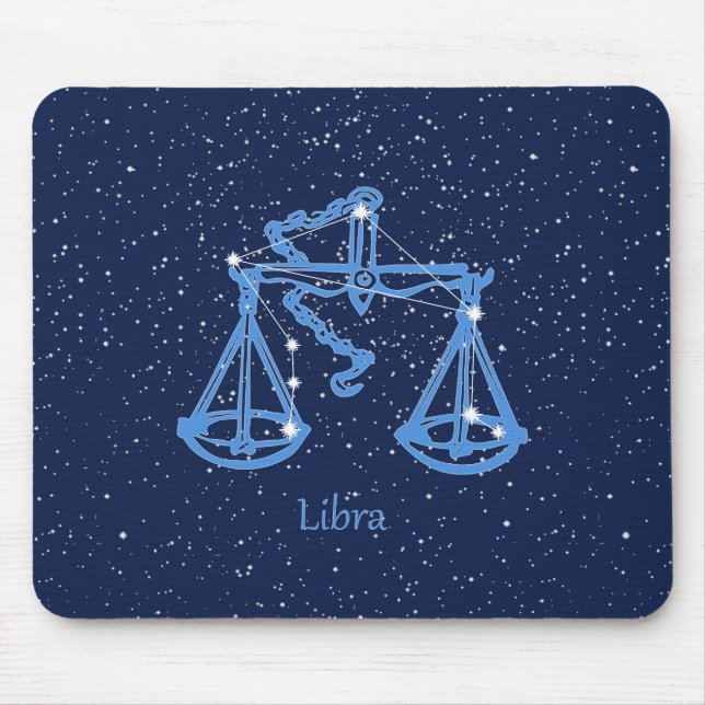 Mousepad Constelação de Libra e Signo do Zodíaco com Estrel (Frente)