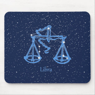 Mousepad Constelação de Libra e Sinal de Zodíaco com Estrel