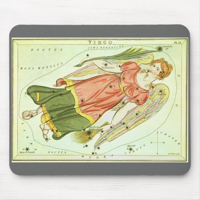 Mousepad Constelação de Vintage Zodiac Astrology Virgo (Frente)