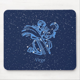Mousepad Constelação de Virgem e Signo do Zodíaco com Estre