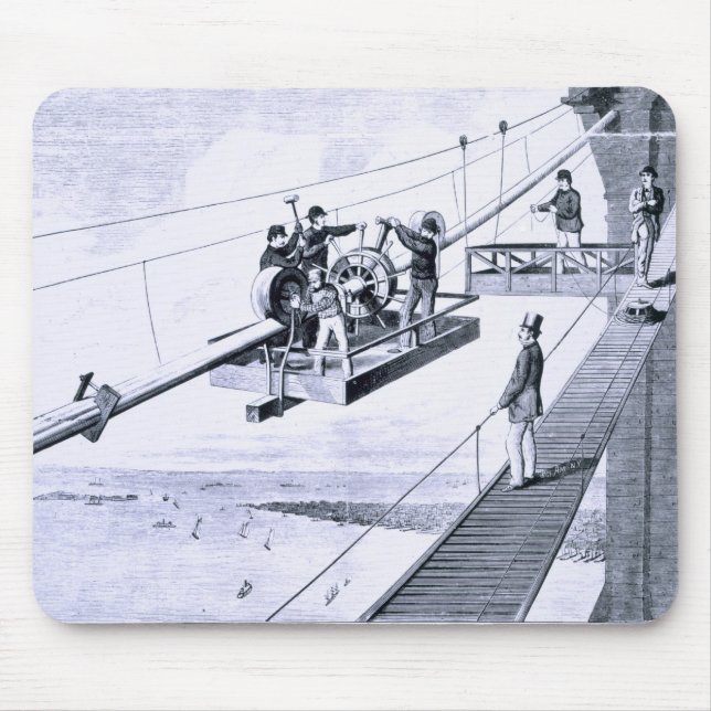 Mousepad Construção da ponte de Brooklyn, New York (litho) (Frente)